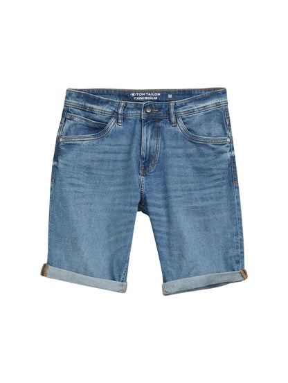 Tom Tailor Used Mid Stone Blue Denim Men Ttjosh Regular Slim Jeans Shorts SKU: 1044973_10119 Image 06