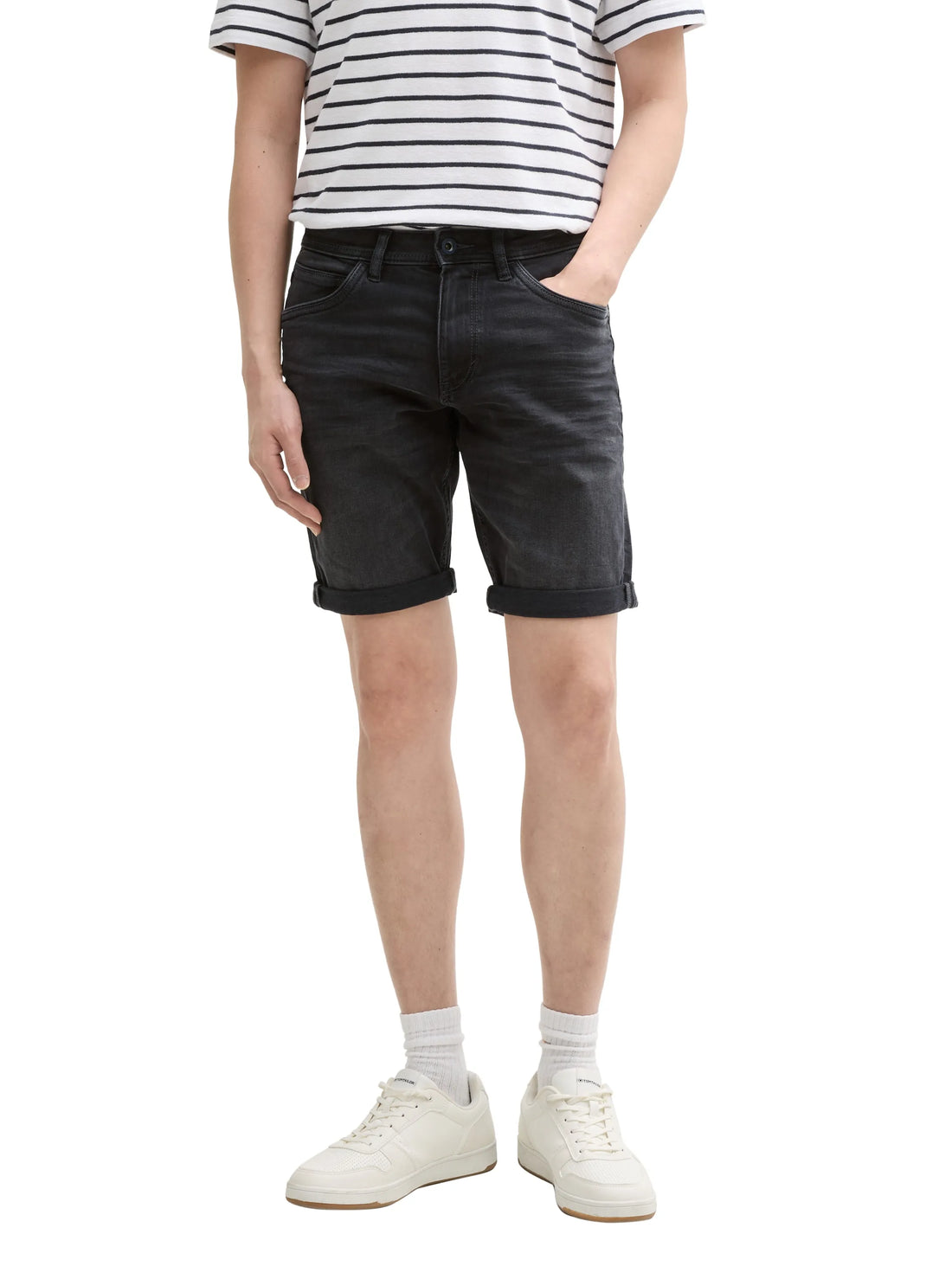 Tom Tailor Black Black Denim Men Ttjosh Regular Slim Jeans Shorts SKU: 1044973_10270 Image 01