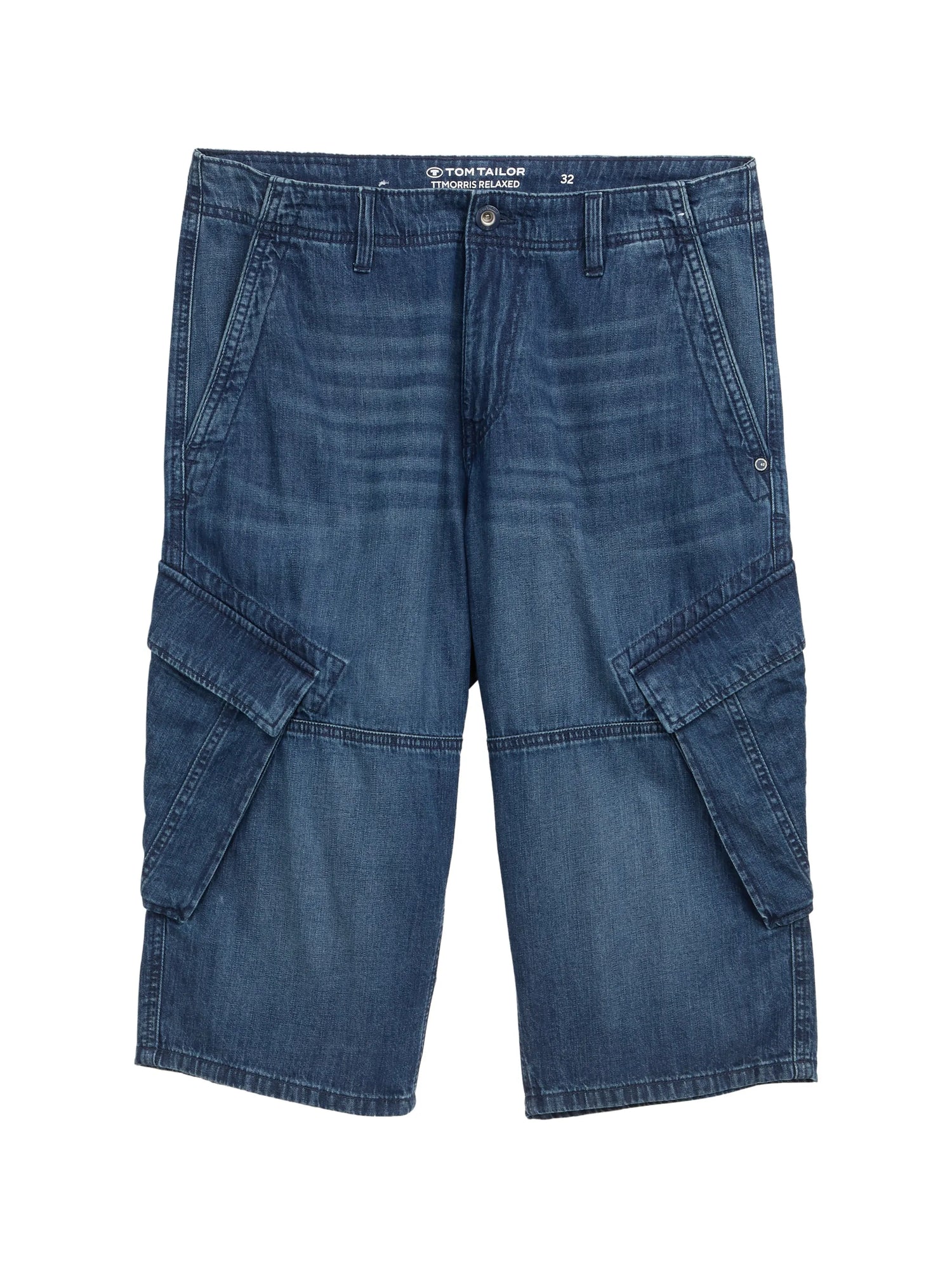 Tom Tailor Used Dark Stone Blue Denim Men Ttmorris Relaxed Overknee Jeans Shorts SKU: 1044977_32191 Image 06