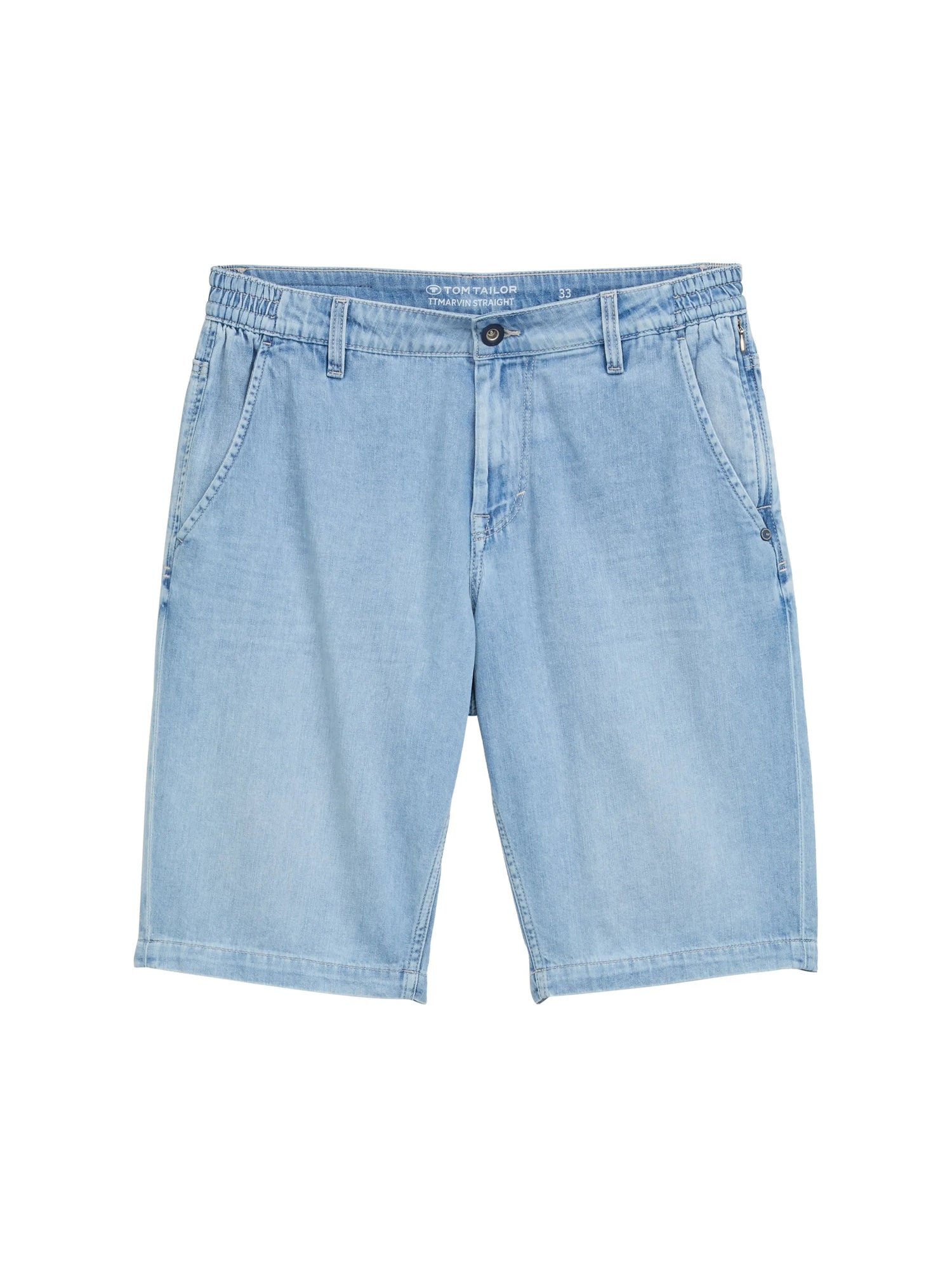 Tom Tailor Used Bleached Blue Denim Men Ttmarvin Straight Ultralight Jeans Shorts SKU: 1044978_10117 Image 01