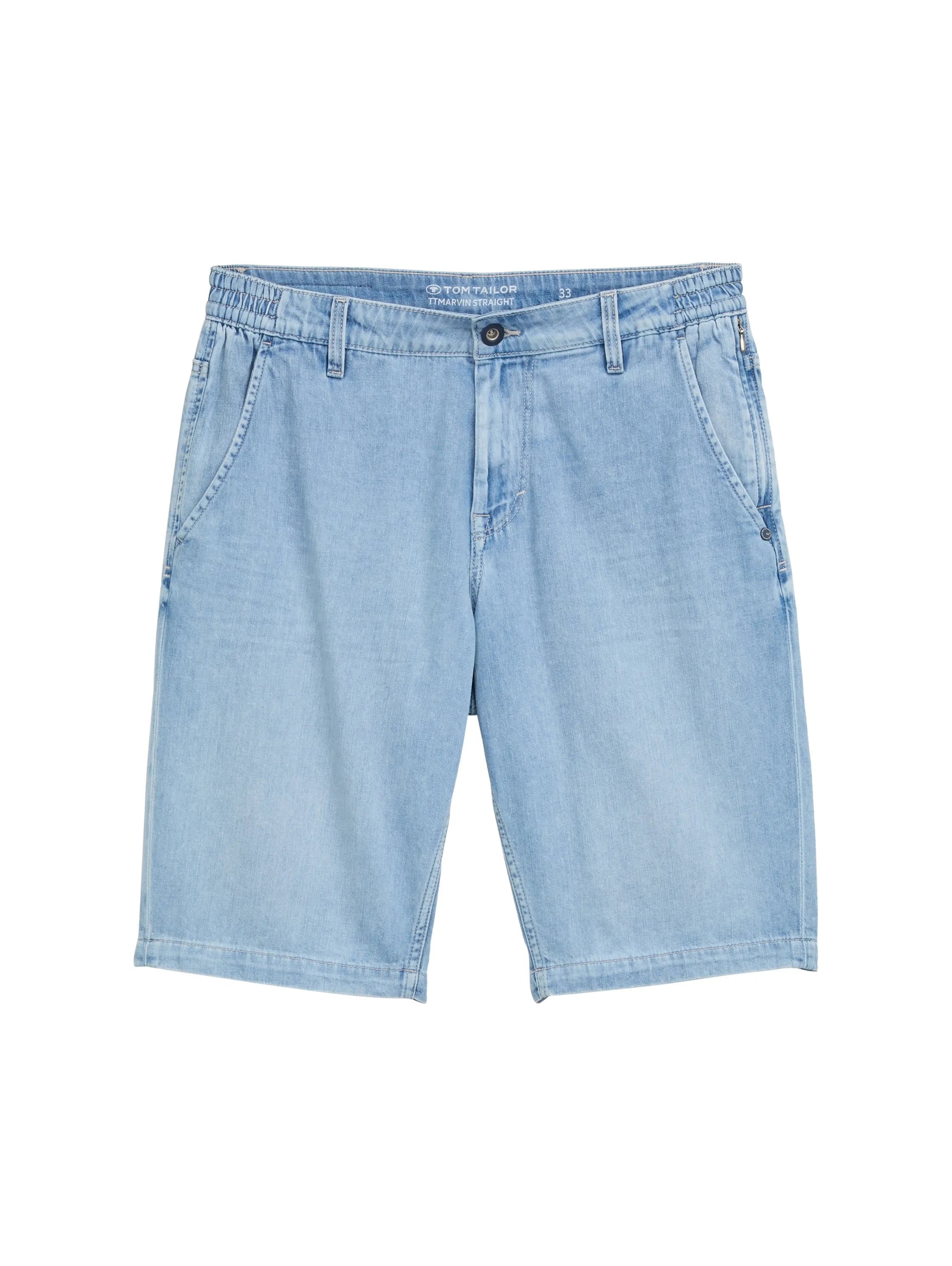 Tom Tailor Used Bleached Blue Denim Men Ttmarvin Straight Ultralight Jeans Shorts SKU: 1044978_10117 Image 01
