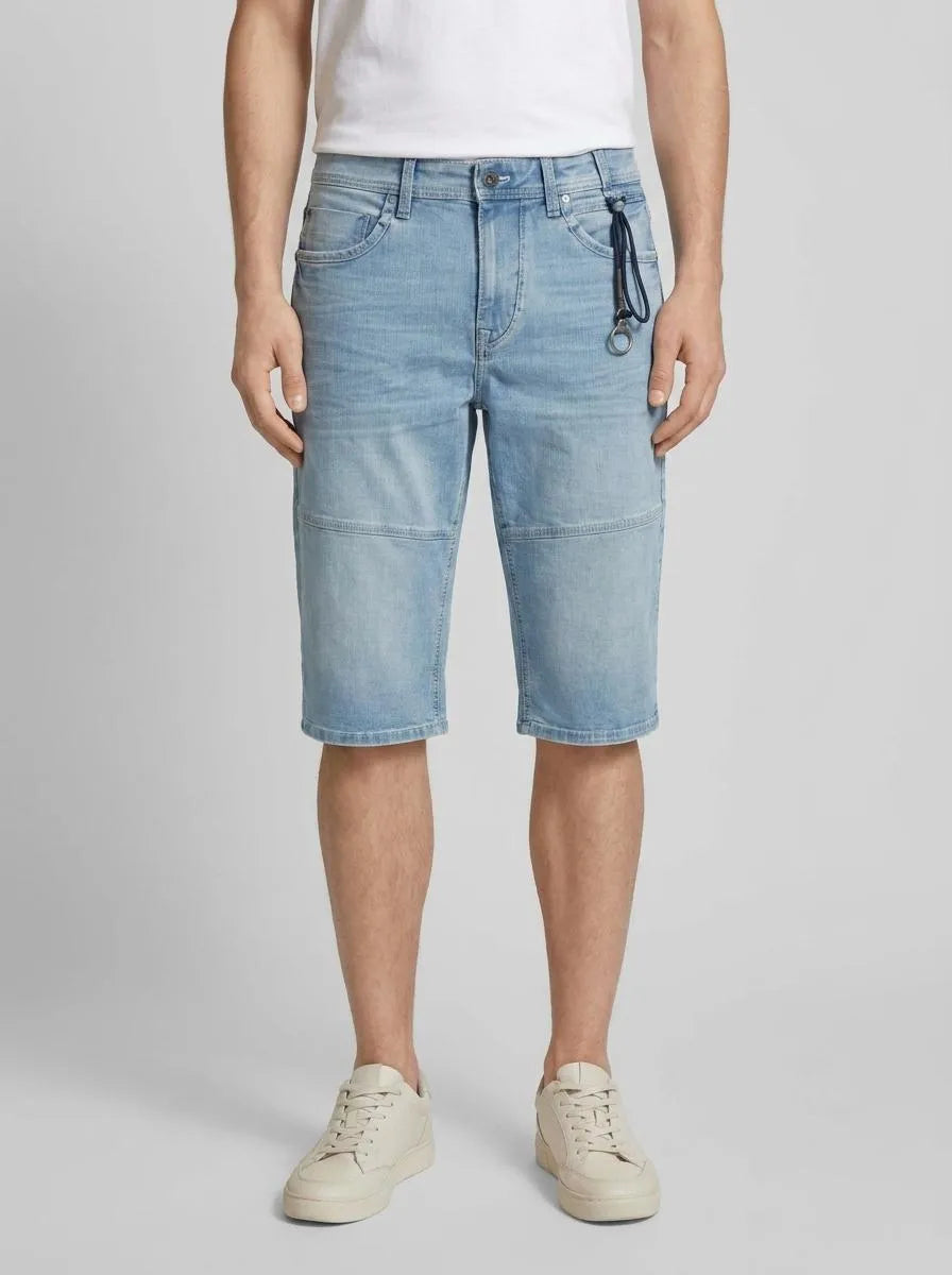 Tom Tailor Used Bleached Blue Denim Men Ttmorris Relaxed Overknee Jeans Shorts SKU: 1044980_10117 Image 00
