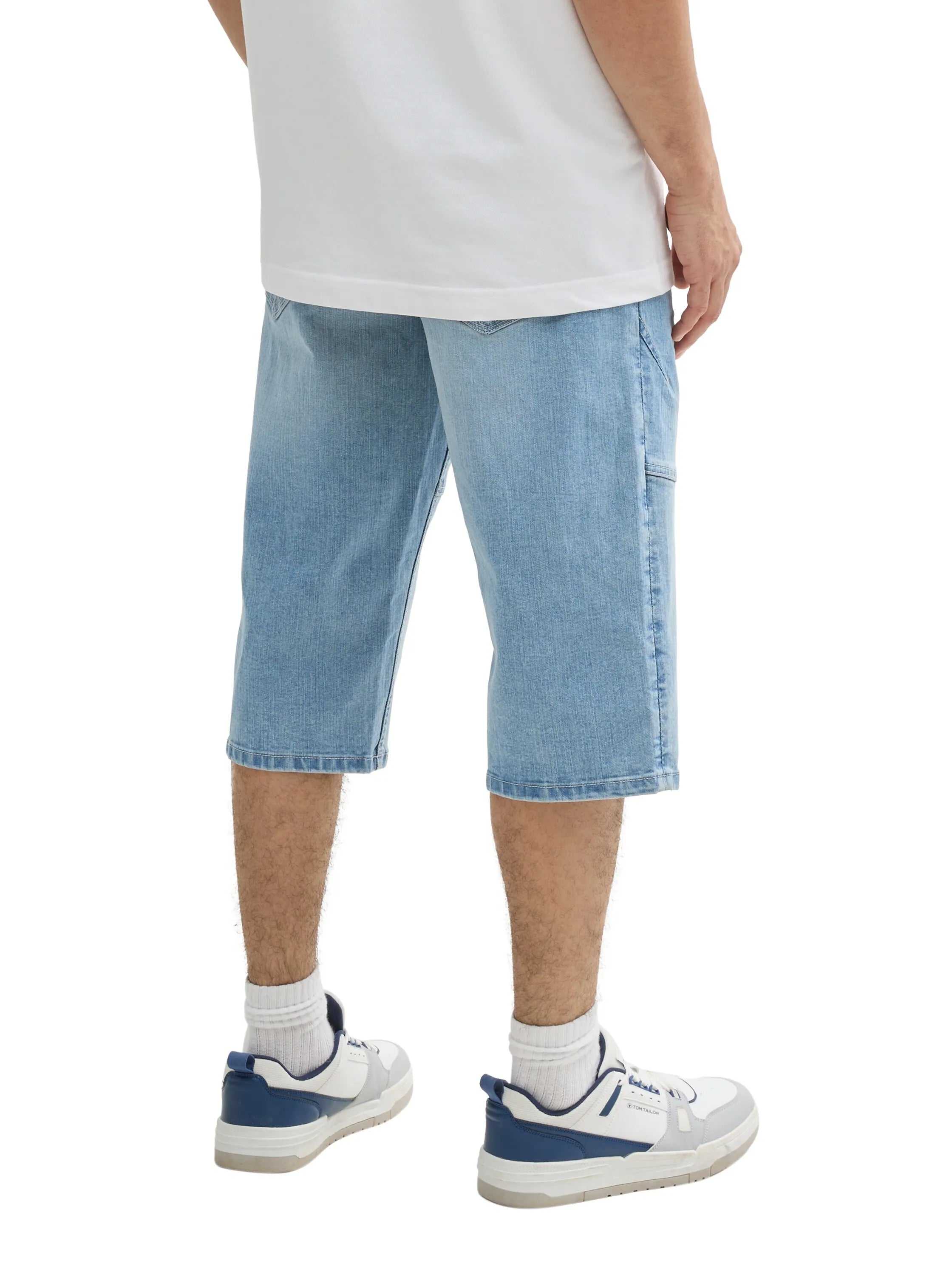 Tom Tailor Used Bleached Blue Denim Men Ttmorris Relaxed Overknee Jeans Shorts SKU: 1044980_10117 Image 02