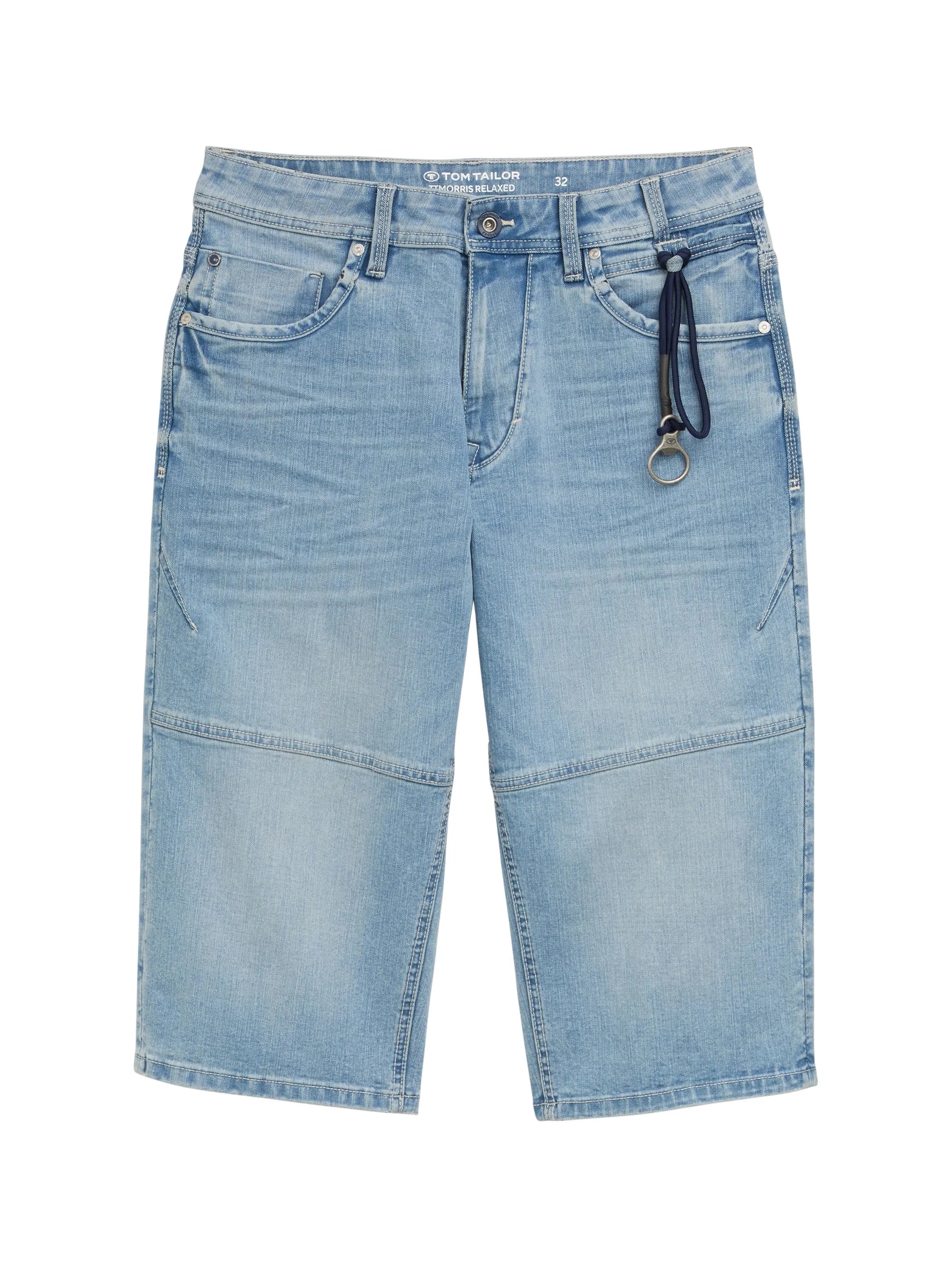 Tom Tailor Used Bleached Blue Denim Men Ttmorris Relaxed Overknee Jeans Shorts SKU: 1044980_10117 Image 06