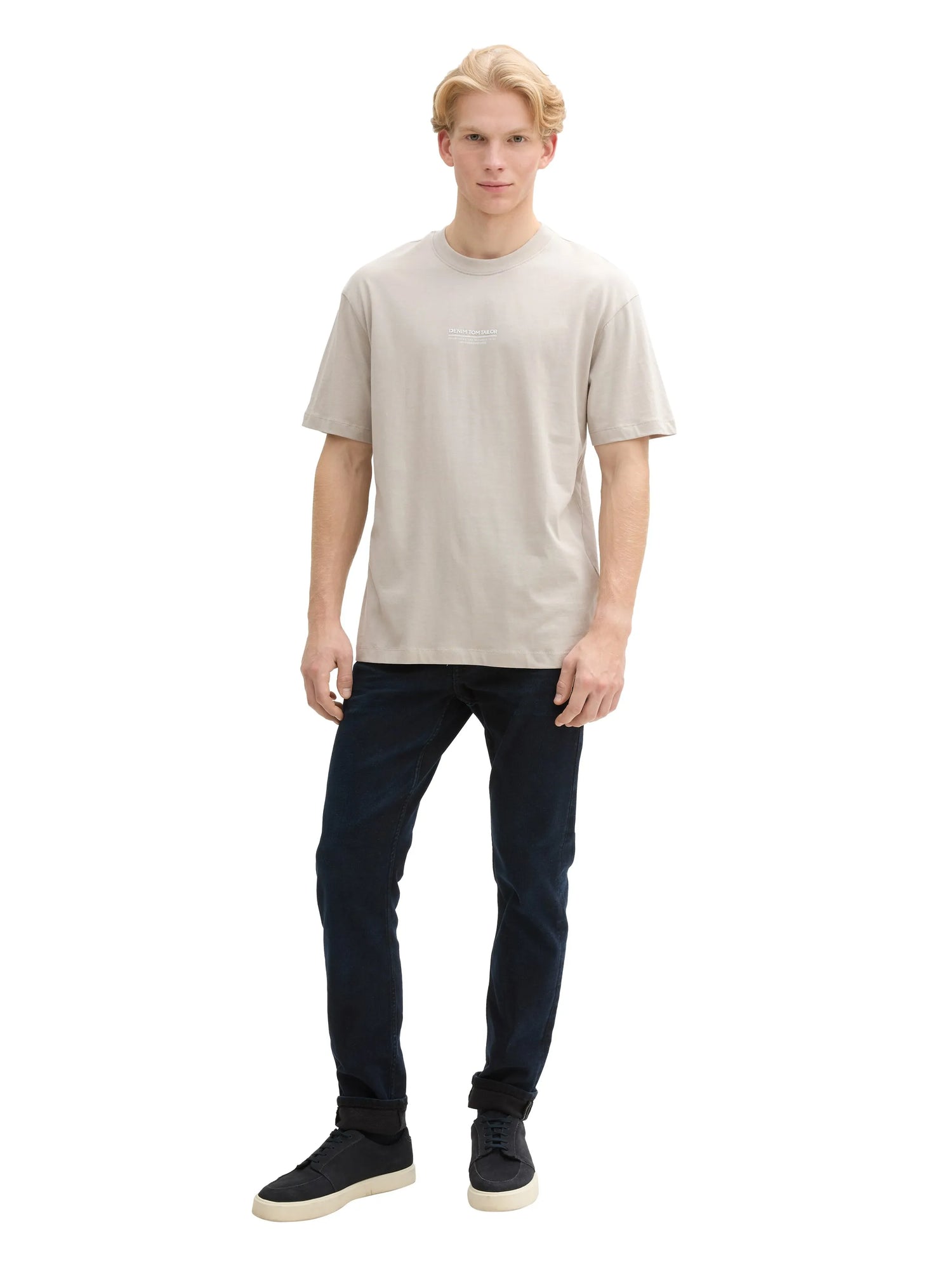 Tom Tailor Light Dove Grey Men Relaxed Fit Cotton T-Shirt SKU: 1045021_11754 Image 01