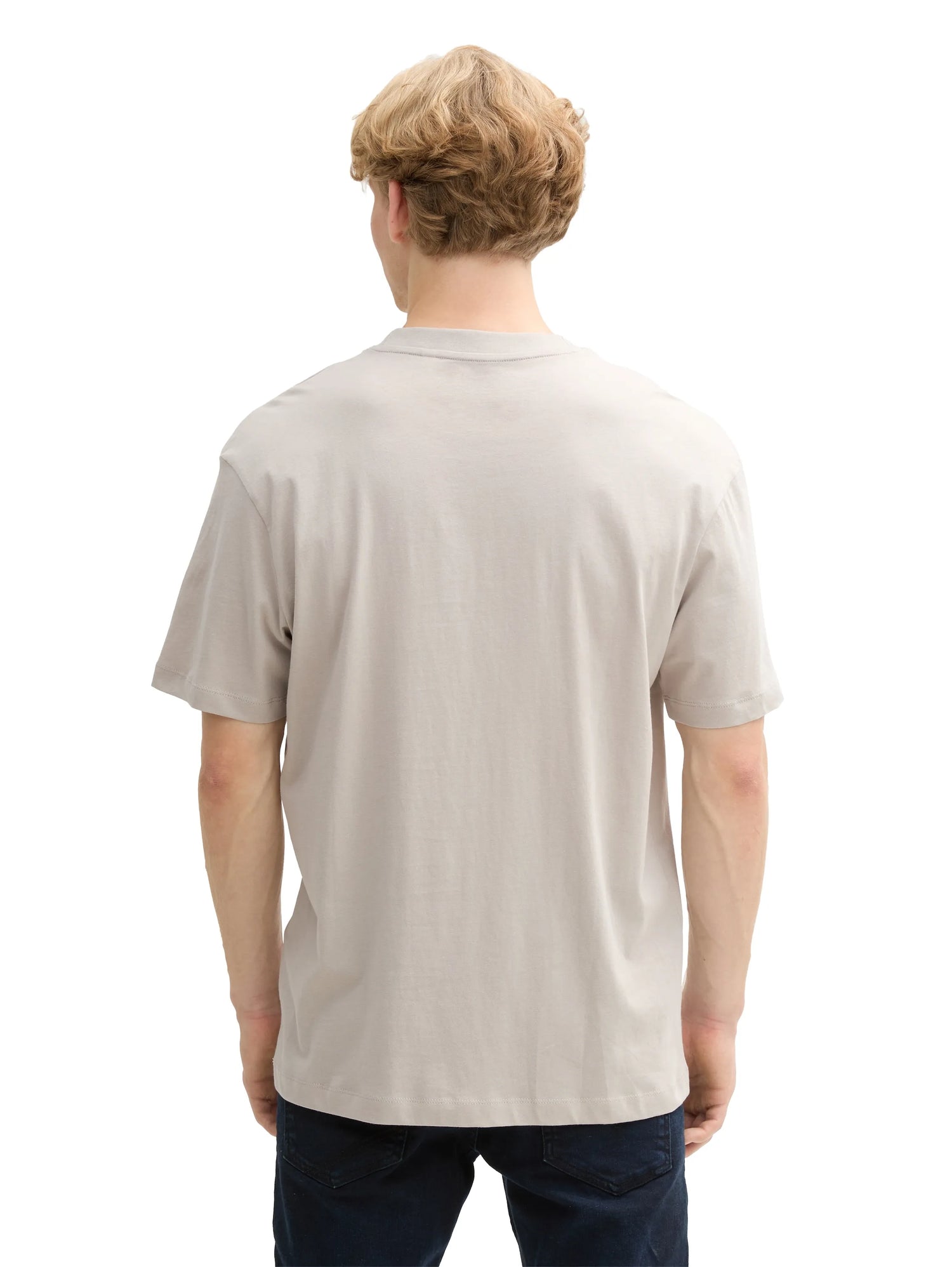 Tom Tailor Light Dove Grey Men Relaxed Fit Cotton T-Shirt SKU: 1045021_11754 Image 02