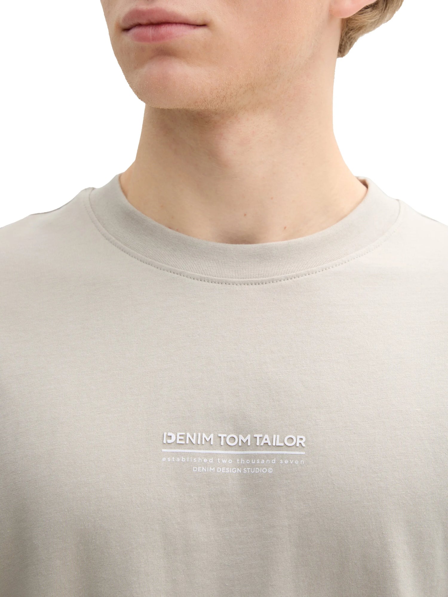 Tom Tailor Light Dove Grey Men Relaxed Fit Cotton T-Shirt SKU: 1045021_11754 Image 03