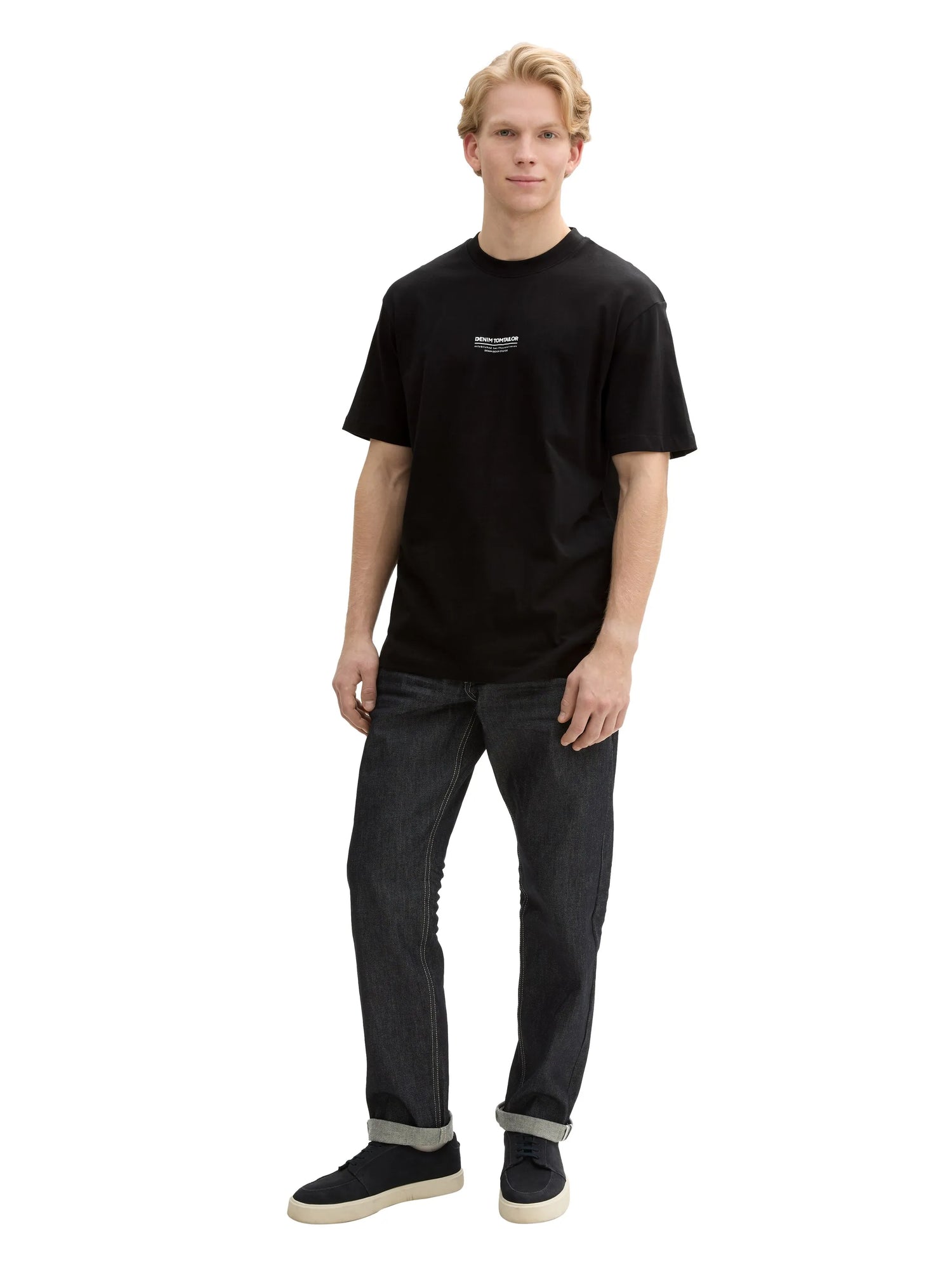 Tom Tailor Black Men Relaxed Fit Cotton T-Shirt SKU: 1045021_29999 Image 01