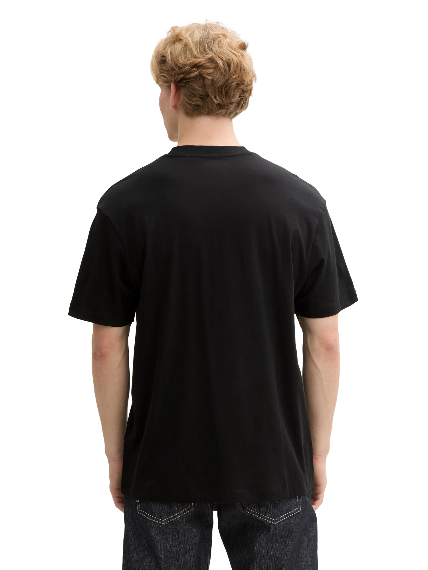 Tom Tailor Black Men Relaxed Fit Cotton T-Shirt SKU: 1045021_29999 Image 02