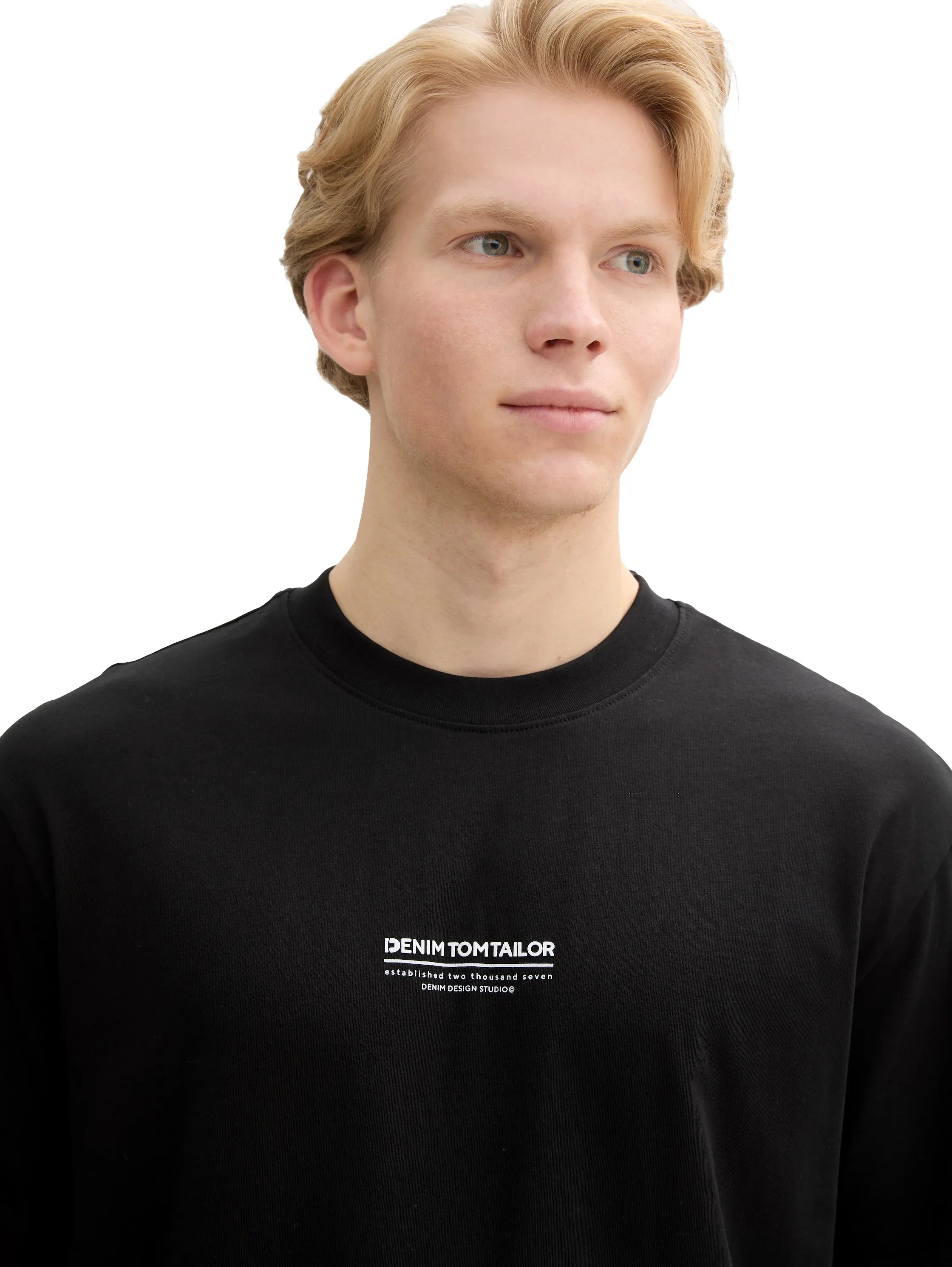 Tom Tailor Black Men Relaxed Fit Cotton T-Shirt SKU: 1045021_29999 Image 04