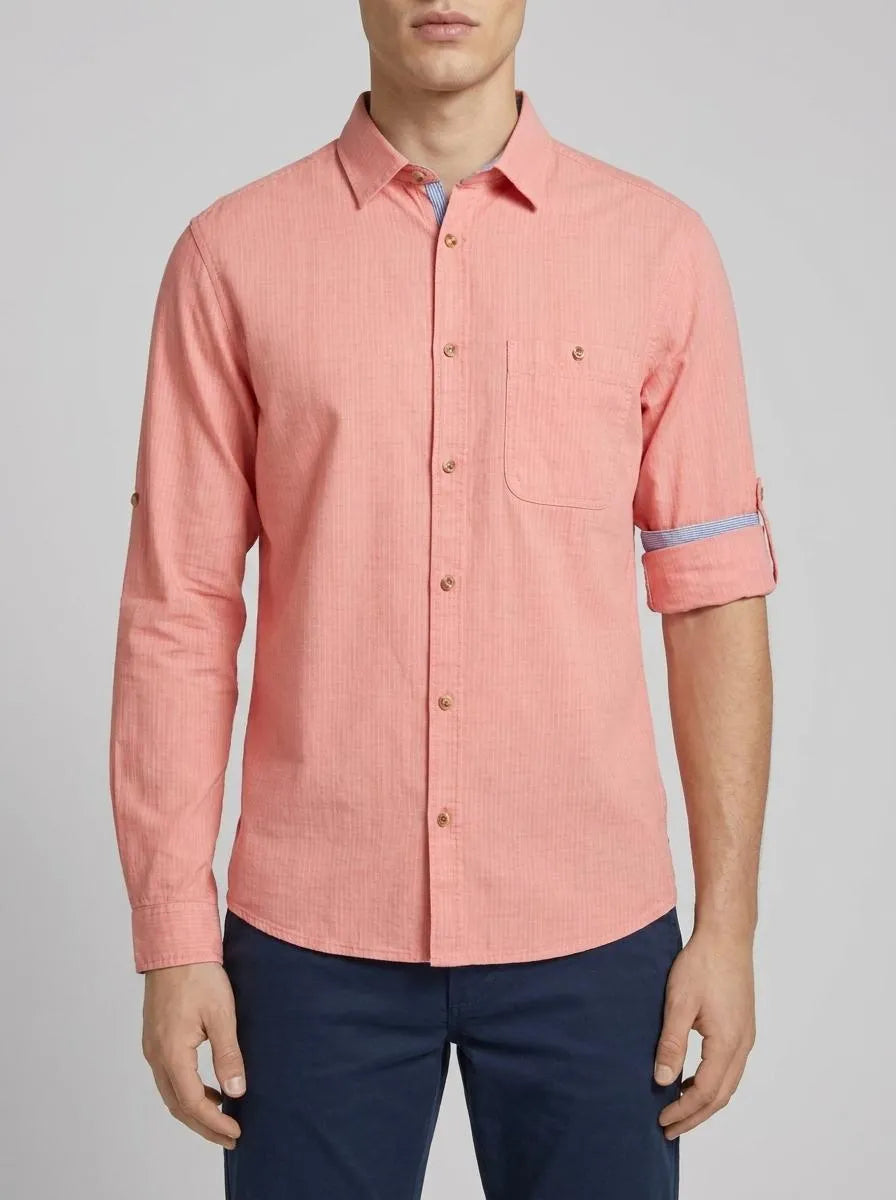 Tom Tailor Coral Straight Structure Men Regular Fit Shirt with Adjustable Sleeve Length SKU: 1045091_37300 Image 00