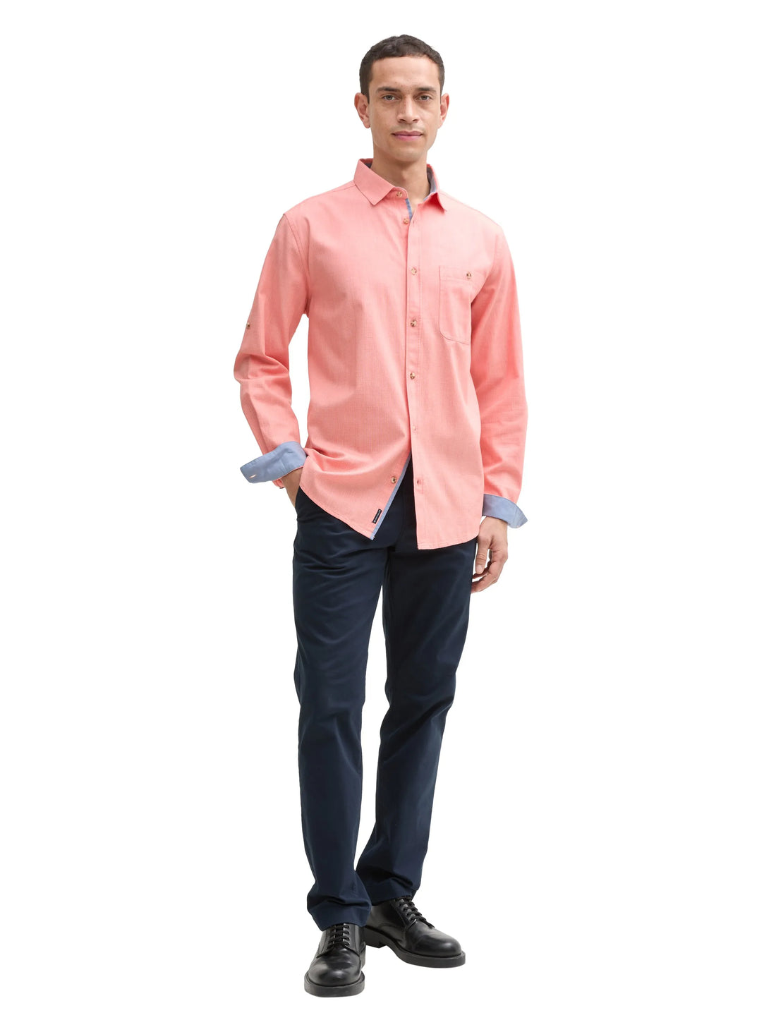 Tom Tailor Coral Straight Structure Men Regular Fit Shirt with Adjustable Sleeve Length SKU: 1045091_37300 Image 01