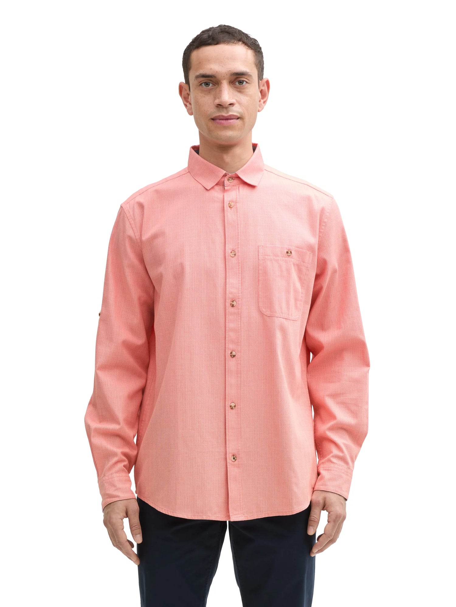 Tom Tailor Coral Straight Structure Men Regular Fit Shirt with Adjustable Sleeve Length SKU: 1045091_37300 Image 03