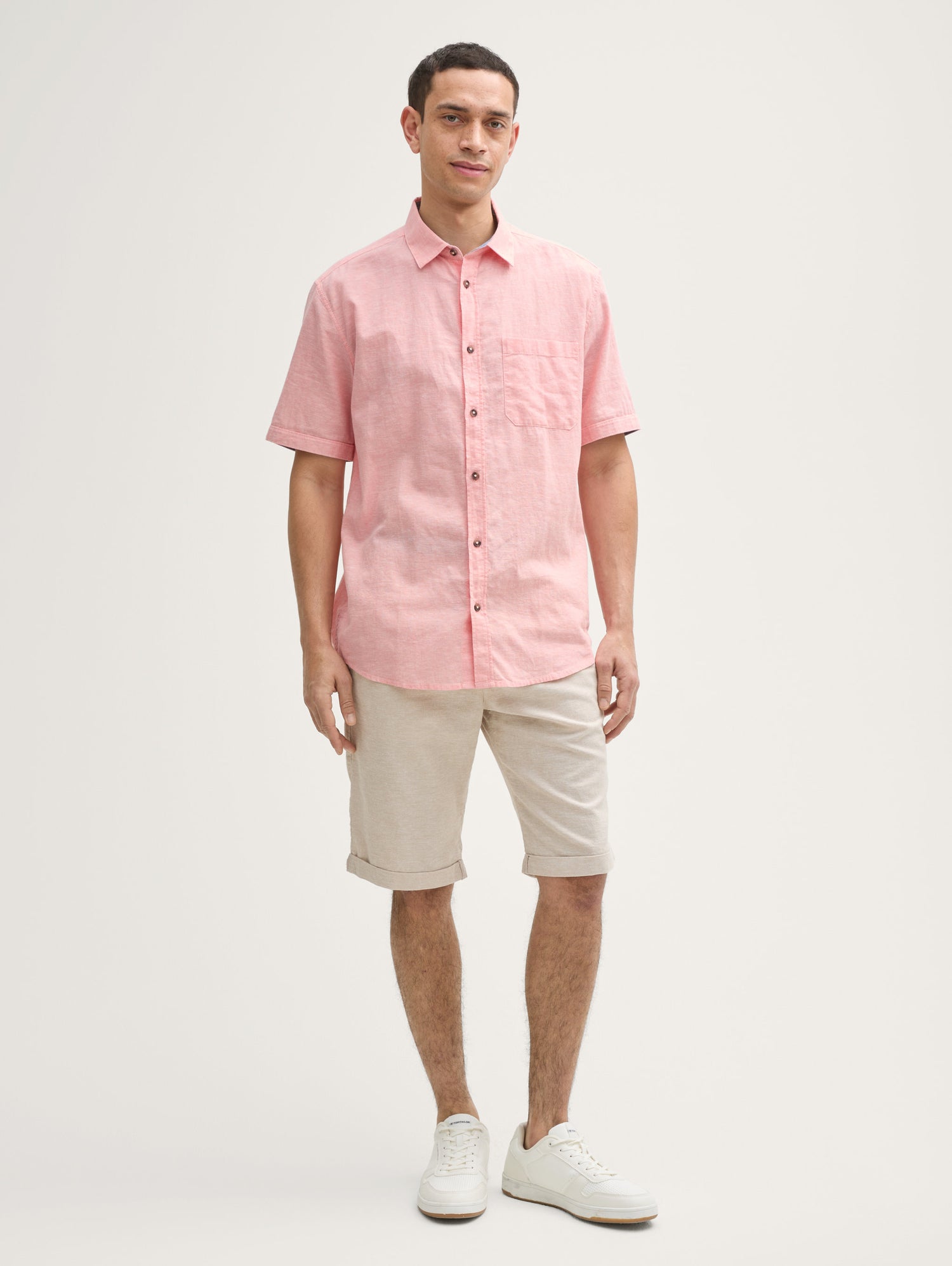 Tom Tailor_Regular Fit Short Sleeve Shirt with Linen Content_1045098_37201_02