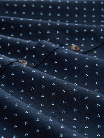 Tom Tailor_Regular Fit Short-Sleeved Shirt with Linen Content in a Polka Dot Pattern_1045099_37329_05