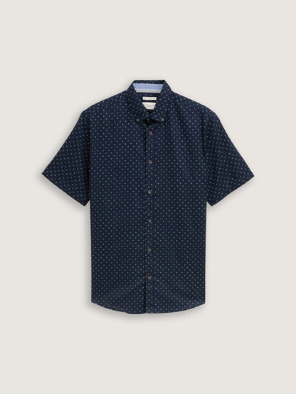 Tom Tailor_Regular Fit Short-Sleeved Shirt with Linen Content in a Polka Dot Pattern_1045099_37329_06