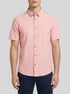Tom Tailor Coral Dot Design Men Regular Fit Short-Sleeved Shirt with Linen Content in a Polka Dot Pattern SKU: 1045099_37333 Image 00
