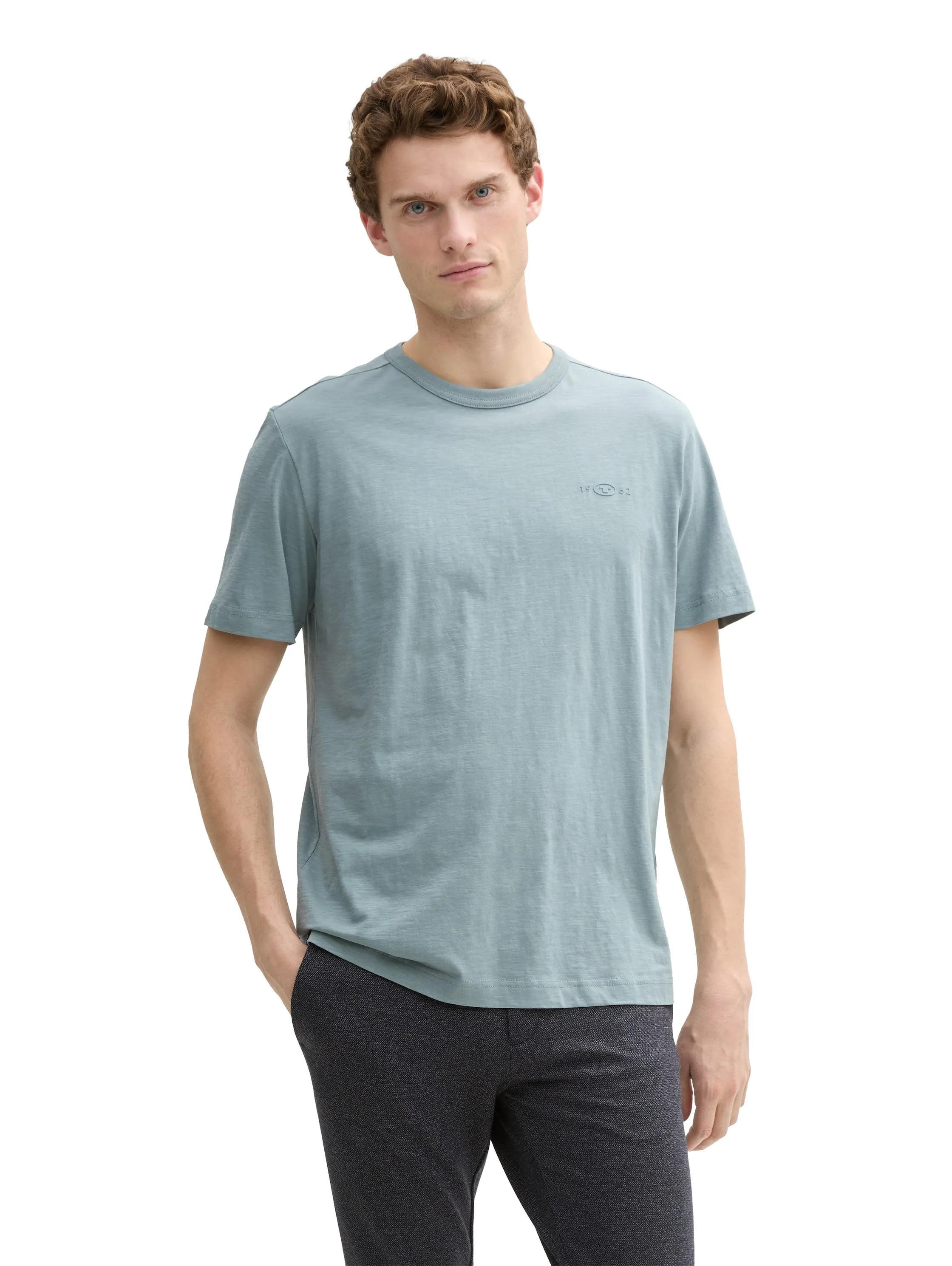 Tom Tailor Grey Mint Men Basic Cotton T-Shirt SKU: 1045627_27475 Image 03