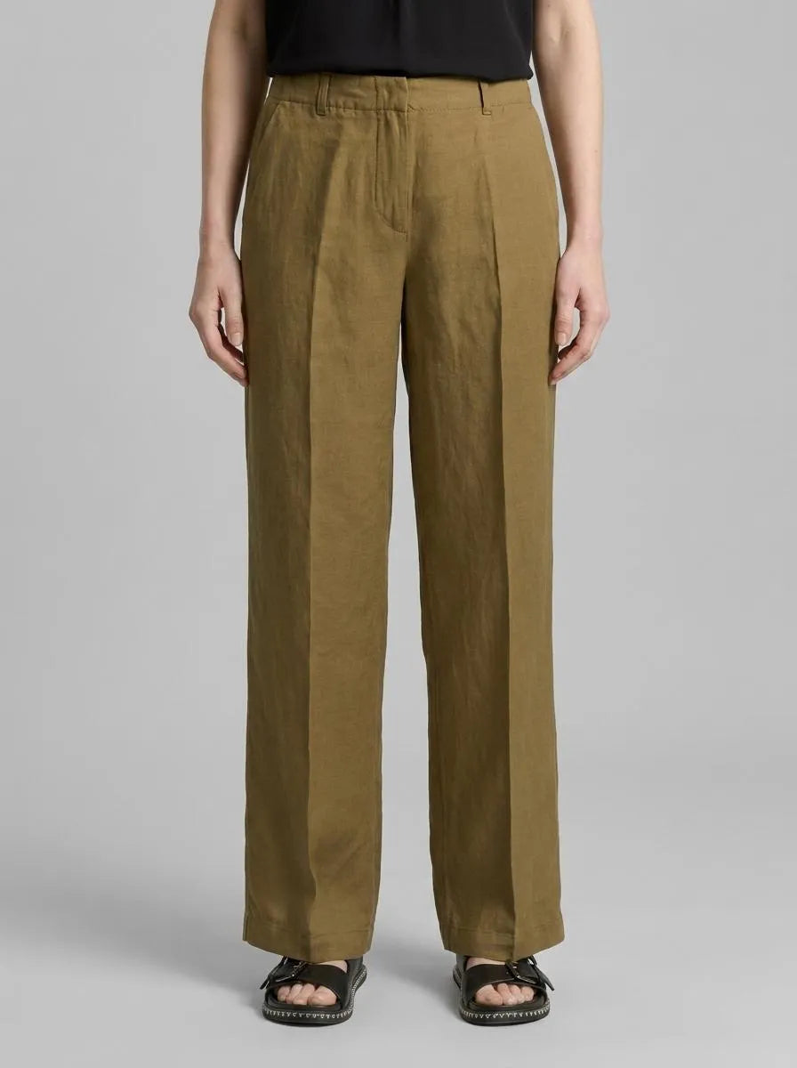 Tom Tailor Nutria Olive Women Ttlea Wide Leg Trousers with Linen Content SKU: 1045768_15664 Image 00