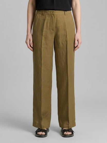 Tom Tailor Nutria Olive Women Ttlea Wide Leg Trousers with Linen Content SKU: 1045768_15664 Image 00