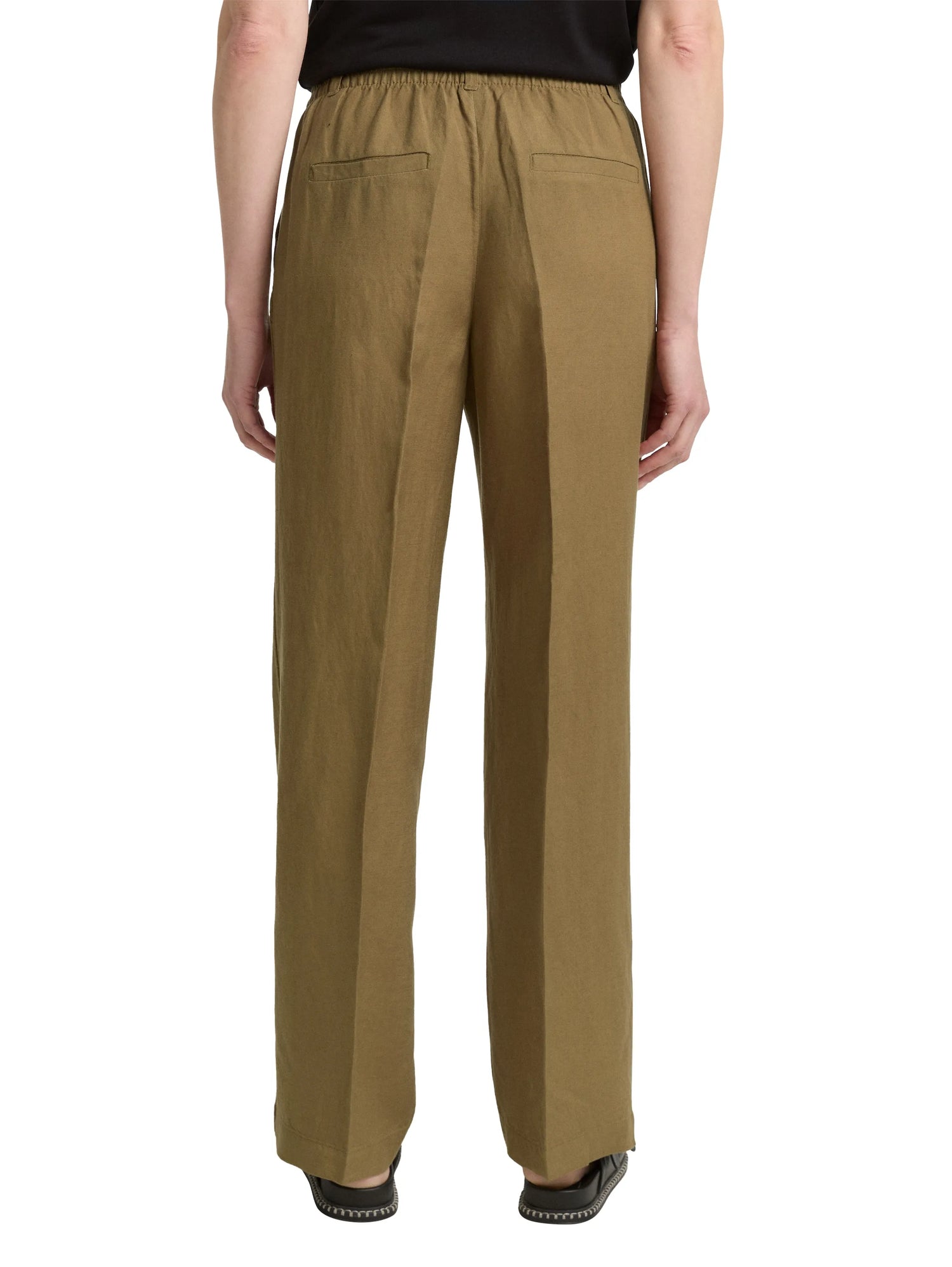 Tom Tailor Nutria Olive Women Ttlea Wide Leg Trousers with Linen Content SKU: 1045768_15664 Image 02
