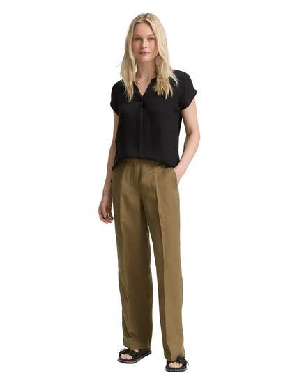 Tom Tailor Nutria Olive Women Ttlea Wide Leg Trousers with Linen Content SKU: 1045768_15664 Image 04