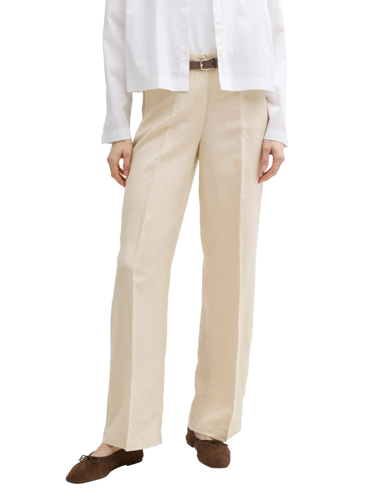 Tom Tailor Summer Beige Women Ttlea Wide Leg Trousers with Linen Content SKU: 1045768_21650 Image 01