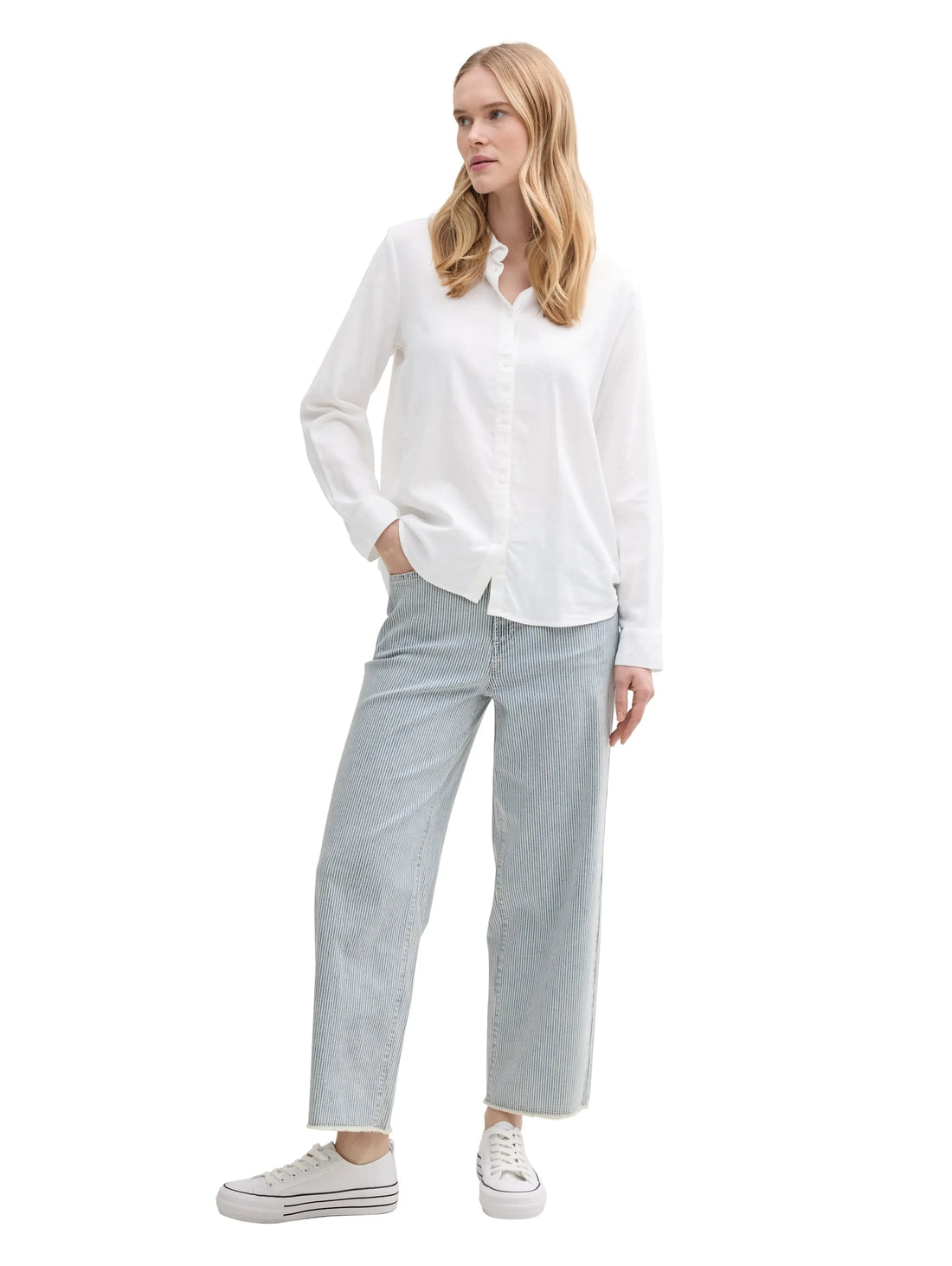 Tom Tailor White Women Shirt Blouse with Linen SKU: 1045770_20000 Image 01