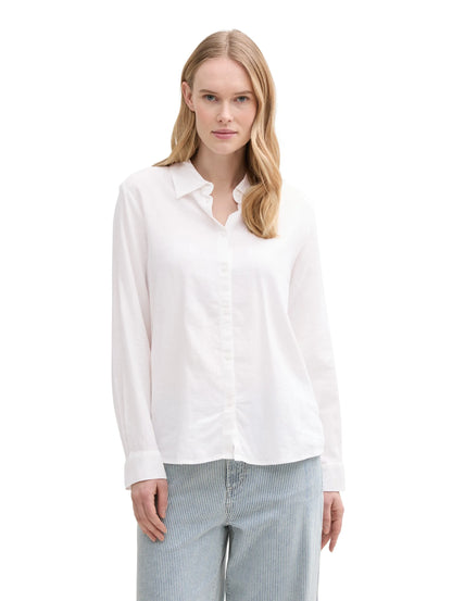 Tom Tailor White Women Shirt Blouse with Linen SKU: 1045770_20000 Image 04