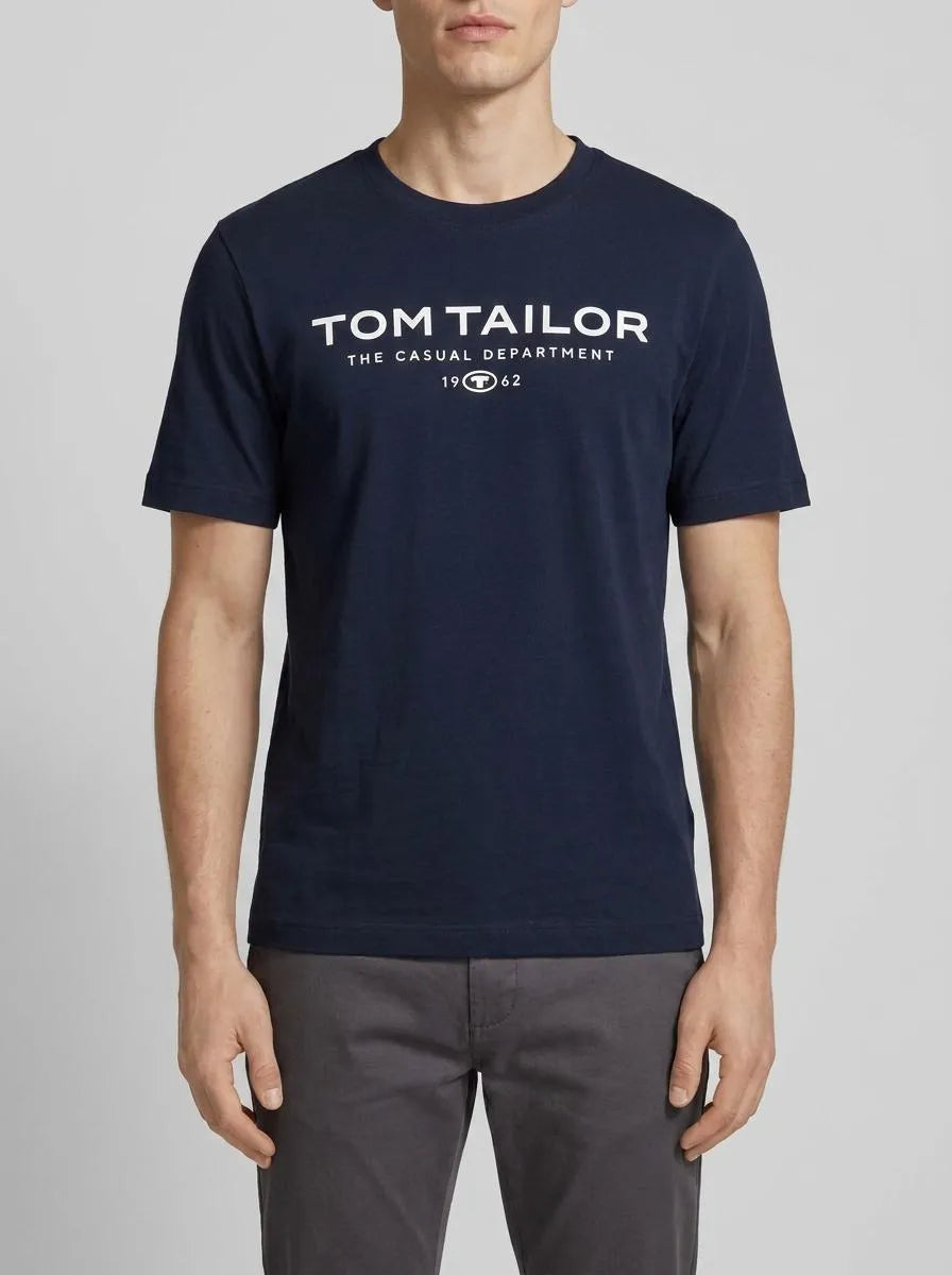 Tom Tailor Sky Captain Blue Men Cotton T-Shirt with Logo Print SKU: 1045773_10668 Image 00