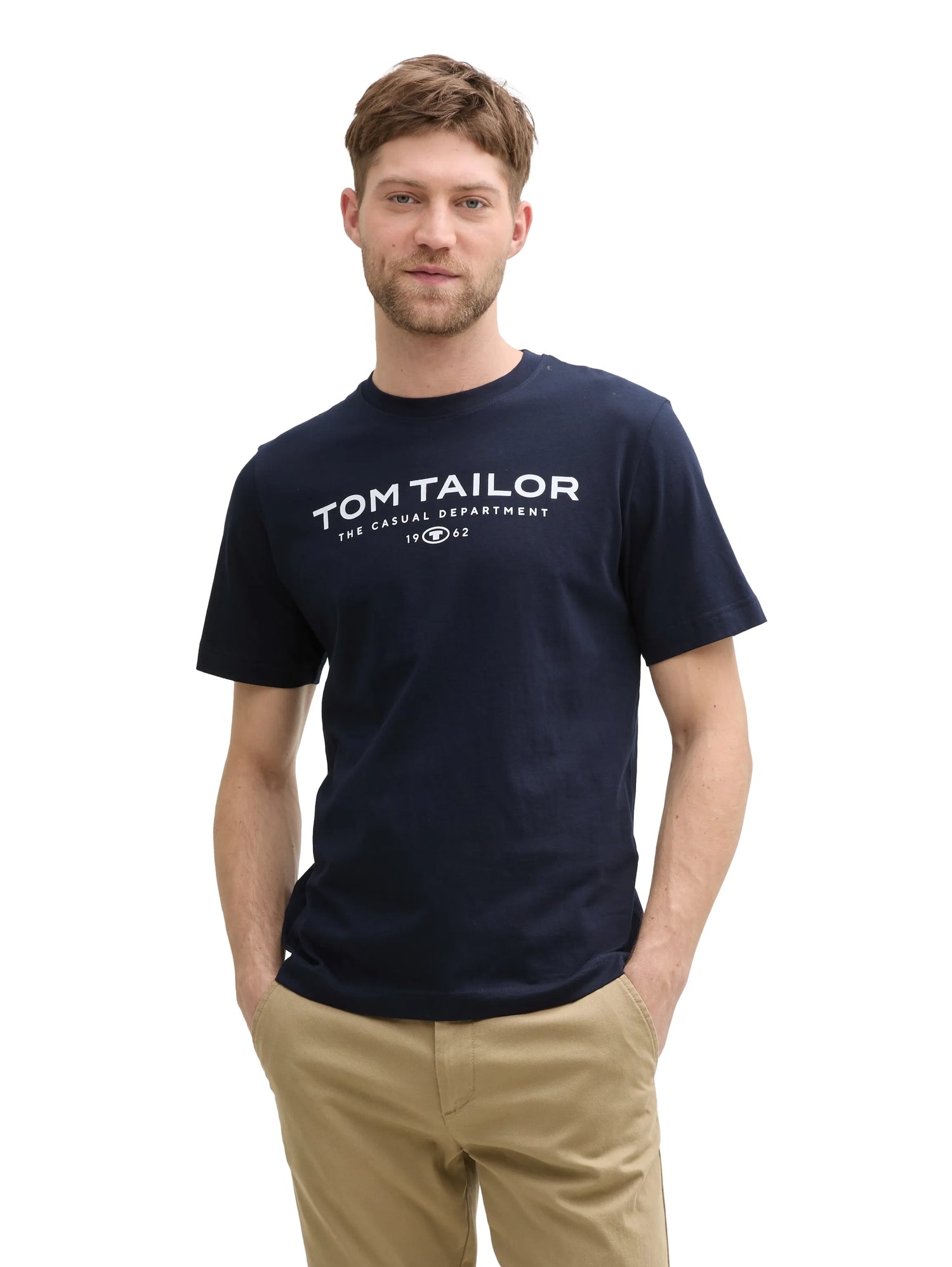 Tom Tailor Sky Captain Blue Men Cotton T-Shirt with Logo Print SKU: 1045773_10668 Image 04