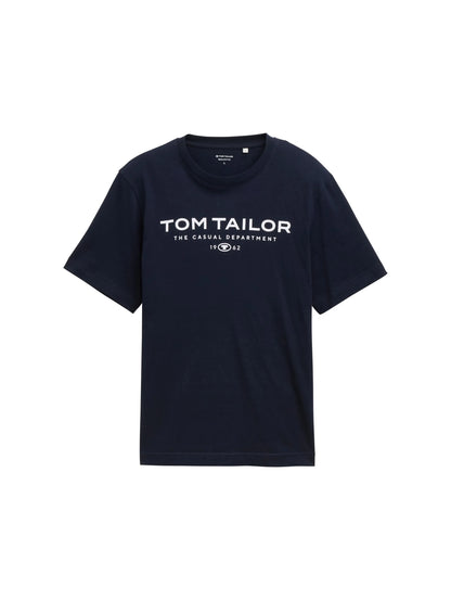 Tom Tailor Sky Captain Blue Men Cotton T-Shirt with Logo Print SKU: 1045773_10668 Image 06