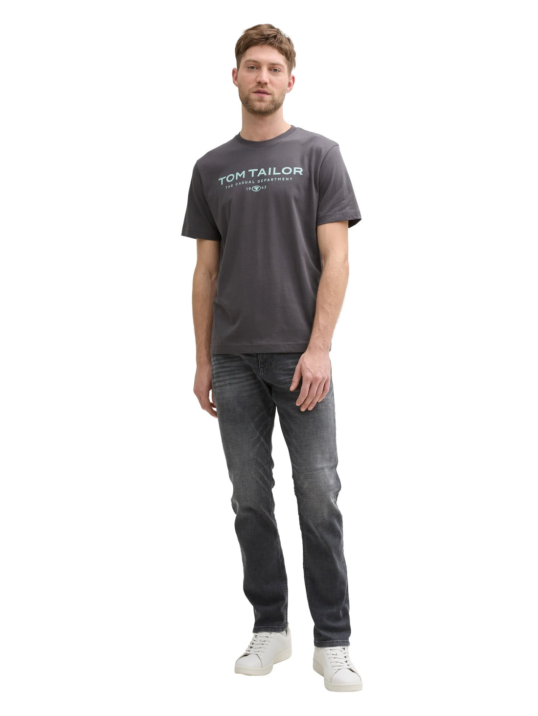 Tom Tailor Tarmac Grey Men Cotton T-Shirt with Logo Print SKU: 1045773_10899 Image 01