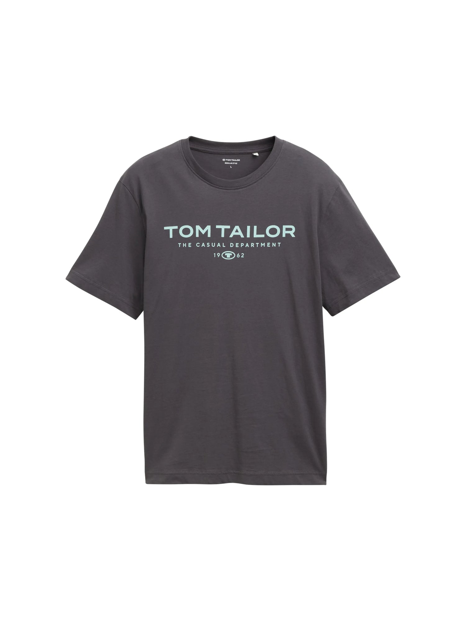 Tom Tailor Tarmac Grey Men Cotton T-Shirt with Logo Print SKU: 1045773_10899 Image 06