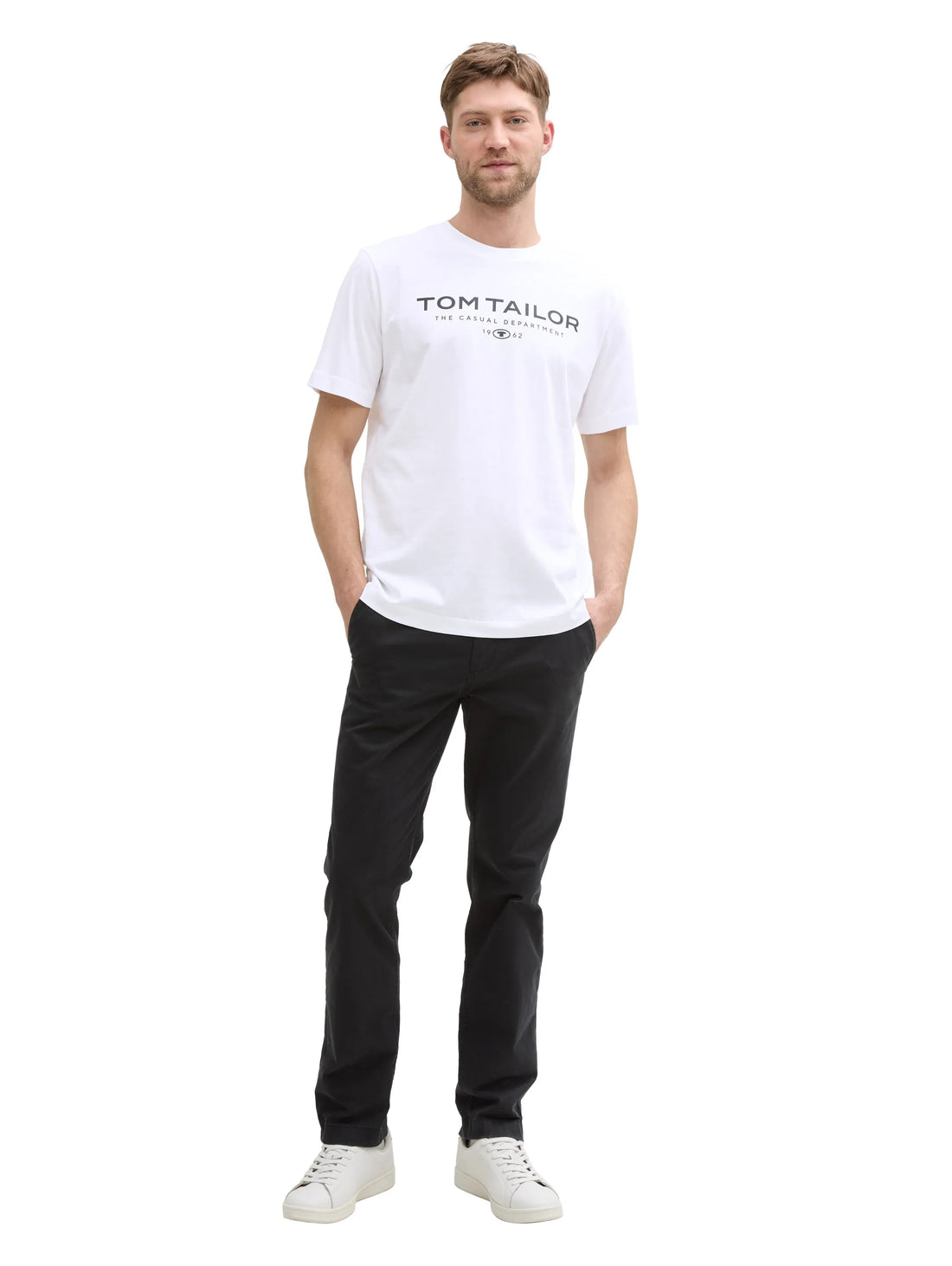 Tom Tailor White Men Cotton T-Shirt with Logo Print SKU: 1045773_20000 Image 01