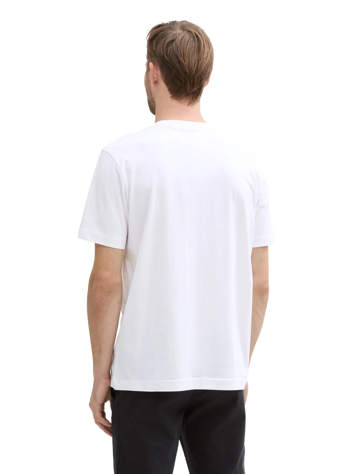 Tom Tailor White Men Cotton T-Shirt with Logo Print SKU: 1045773_20000 Image 02