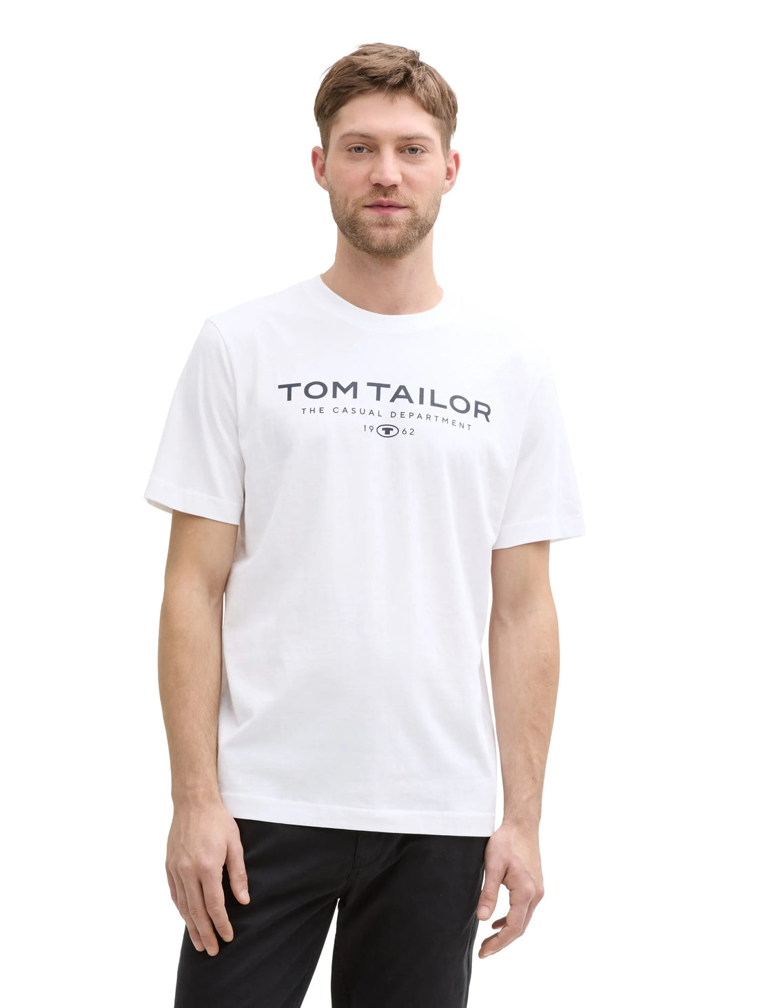 Tom Tailor White Men Cotton T-Shirt with Logo Print SKU: 1045773_20000 Image 03