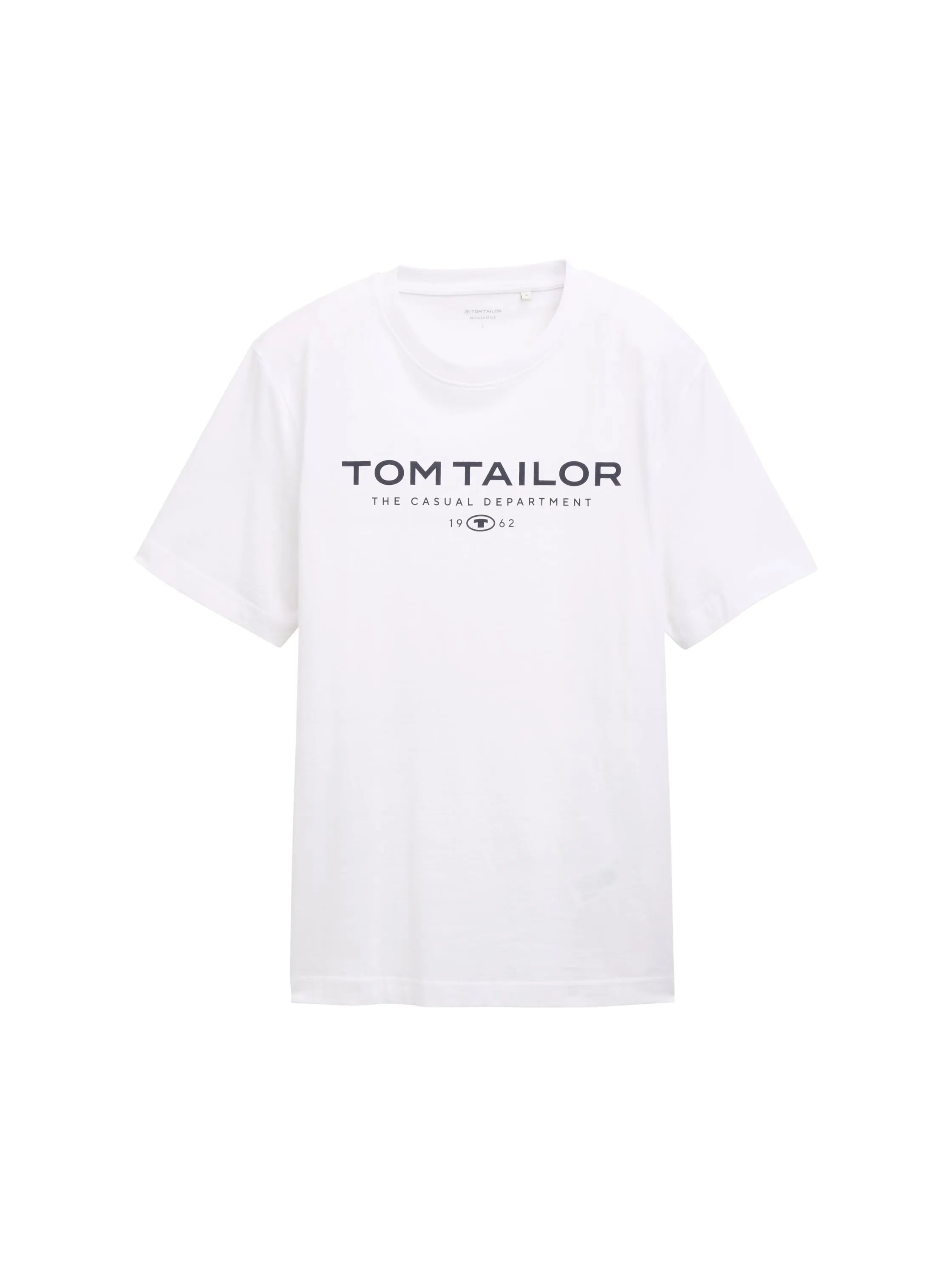 Tom Tailor White Men Cotton T-Shirt with Logo Print SKU: 1045773_20000 Image 06