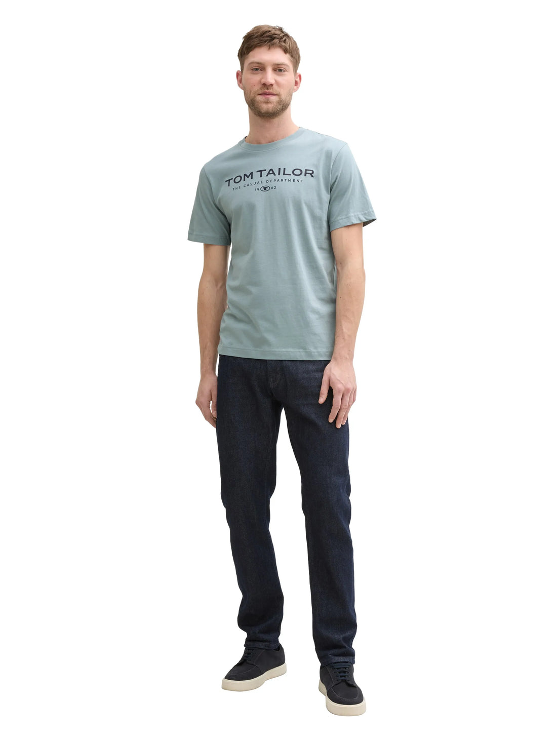 Tom Tailor Grey Mint Men Cotton T-Shirt with Logo Print SKU: 1045773_27475 Image 01