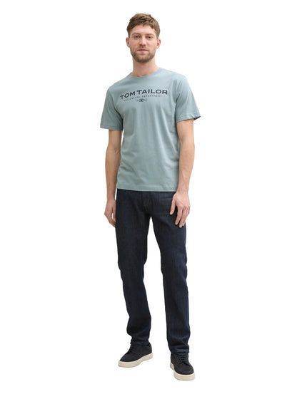 Tom Tailor Grey Mint Men Cotton T-Shirt with Logo Print SKU: 1045773_27475 Image 01