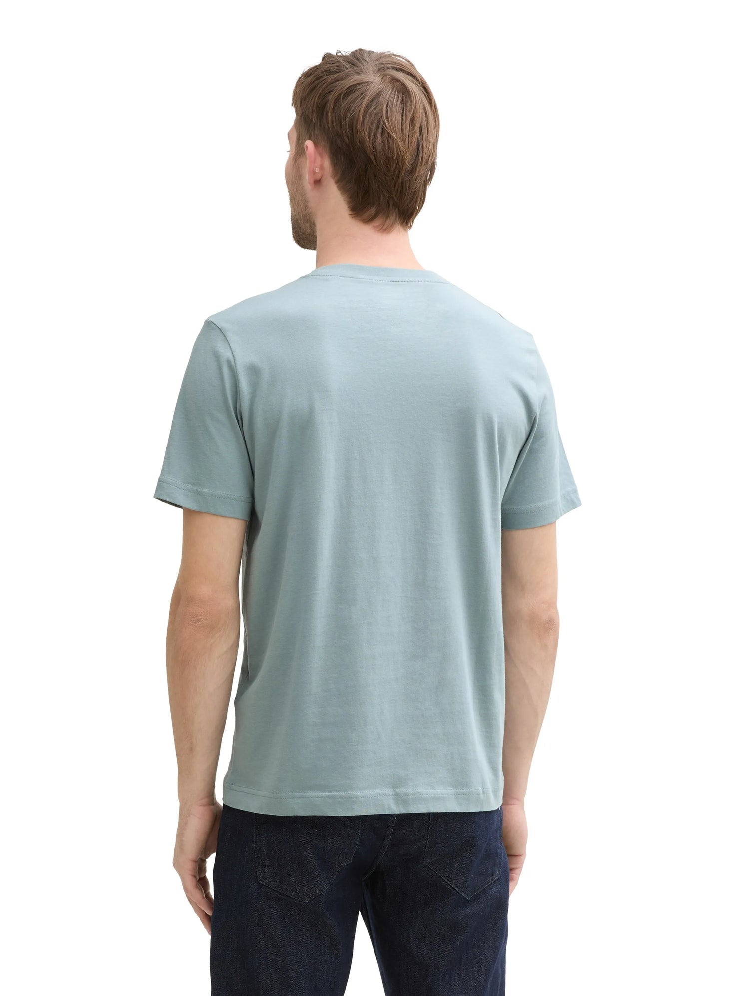 Tom Tailor Grey Mint Men Cotton T-Shirt with Logo Print SKU: 1045773_27475 Image 02