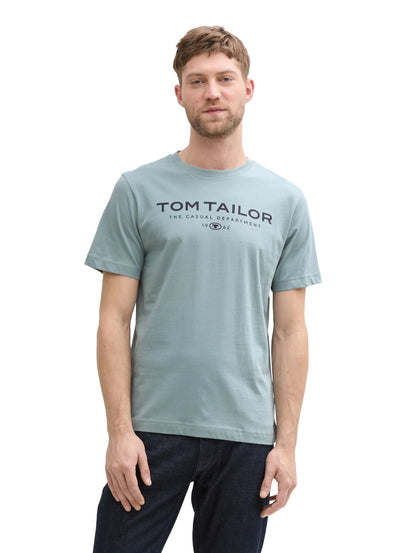 Tom Tailor Grey Mint Men Cotton T-Shirt with Logo Print SKU: 1045773_27475 Image 04