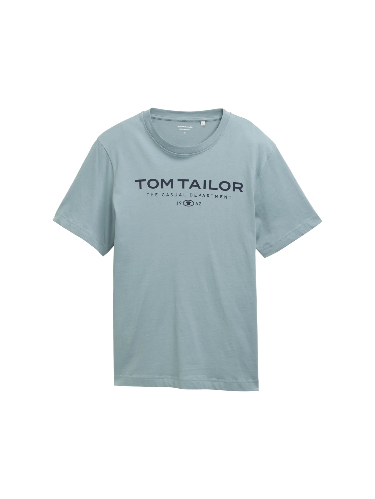 Tom Tailor Grey Mint Men Cotton T-Shirt with Logo Print SKU: 1045773_27475 Image 06