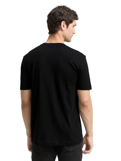 Tom Tailor Black Men Cotton T-Shirt with Logo Print SKU: 1045773_29999 Image 02