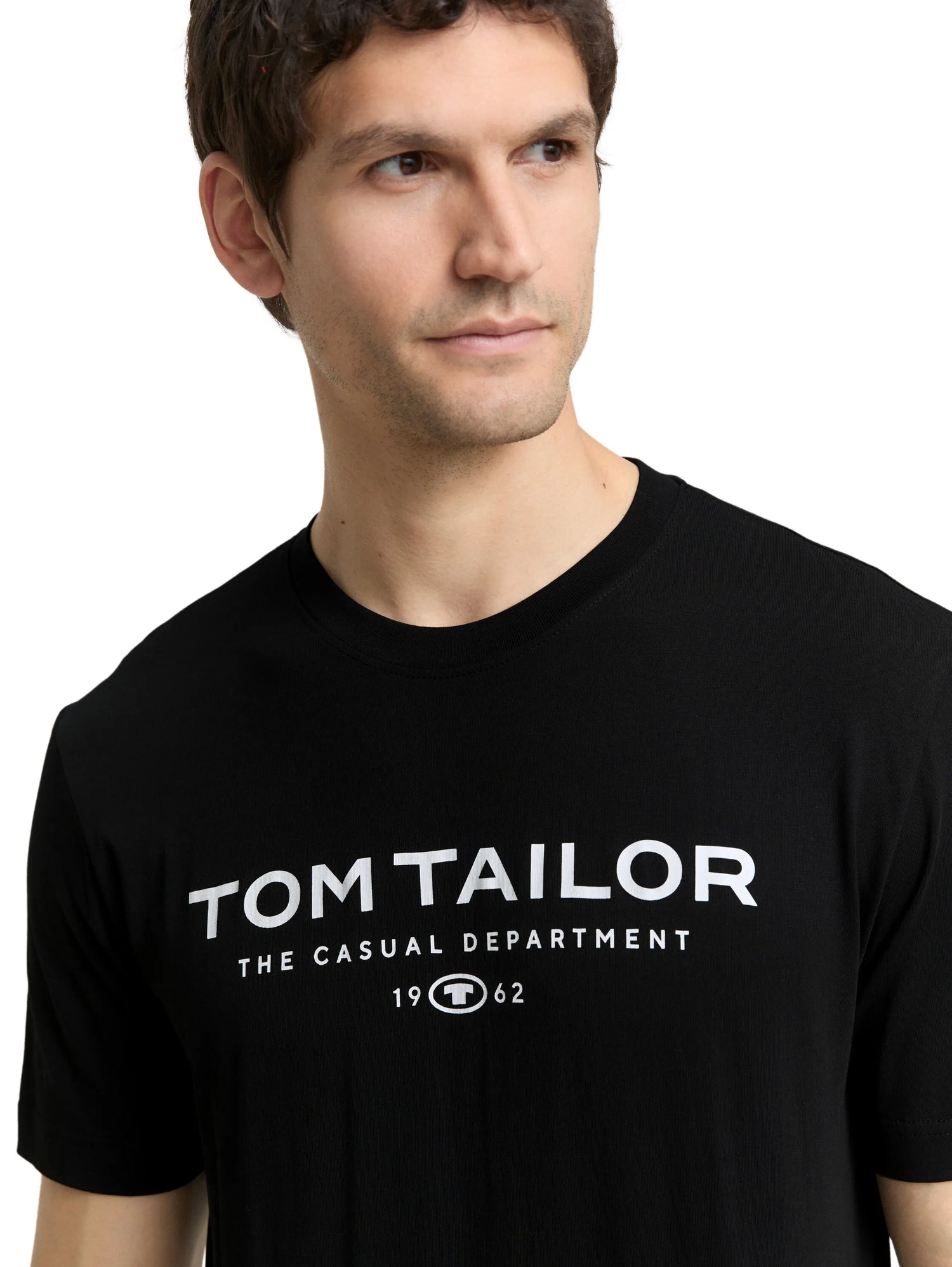 Tom Tailor Black Men Cotton T-Shirt with Logo Print SKU: 1045773_29999 Image 04