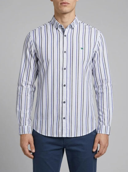 Tom Tailor Blue Structure Stripes Men Regular Fit Cotton Shirt SKU: 1046084_37965 Image 00