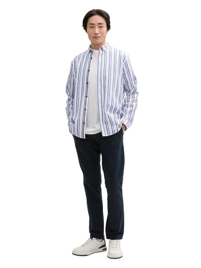 Tom Tailor Blue Structure Stripes Men Regular Fit Cotton Shirt SKU: 1046084_37965 Image 01