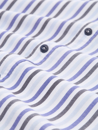 Tom Tailor Blue Structure Stripes Men Regular Fit Cotton Shirt SKU: 1046084_37965 Image 05