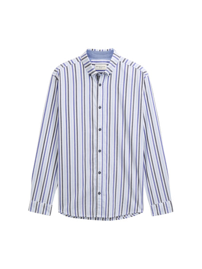 Tom Tailor Blue Structure Stripes Men Regular Fit Cotton Shirt SKU: 1046084_37965 Image 06