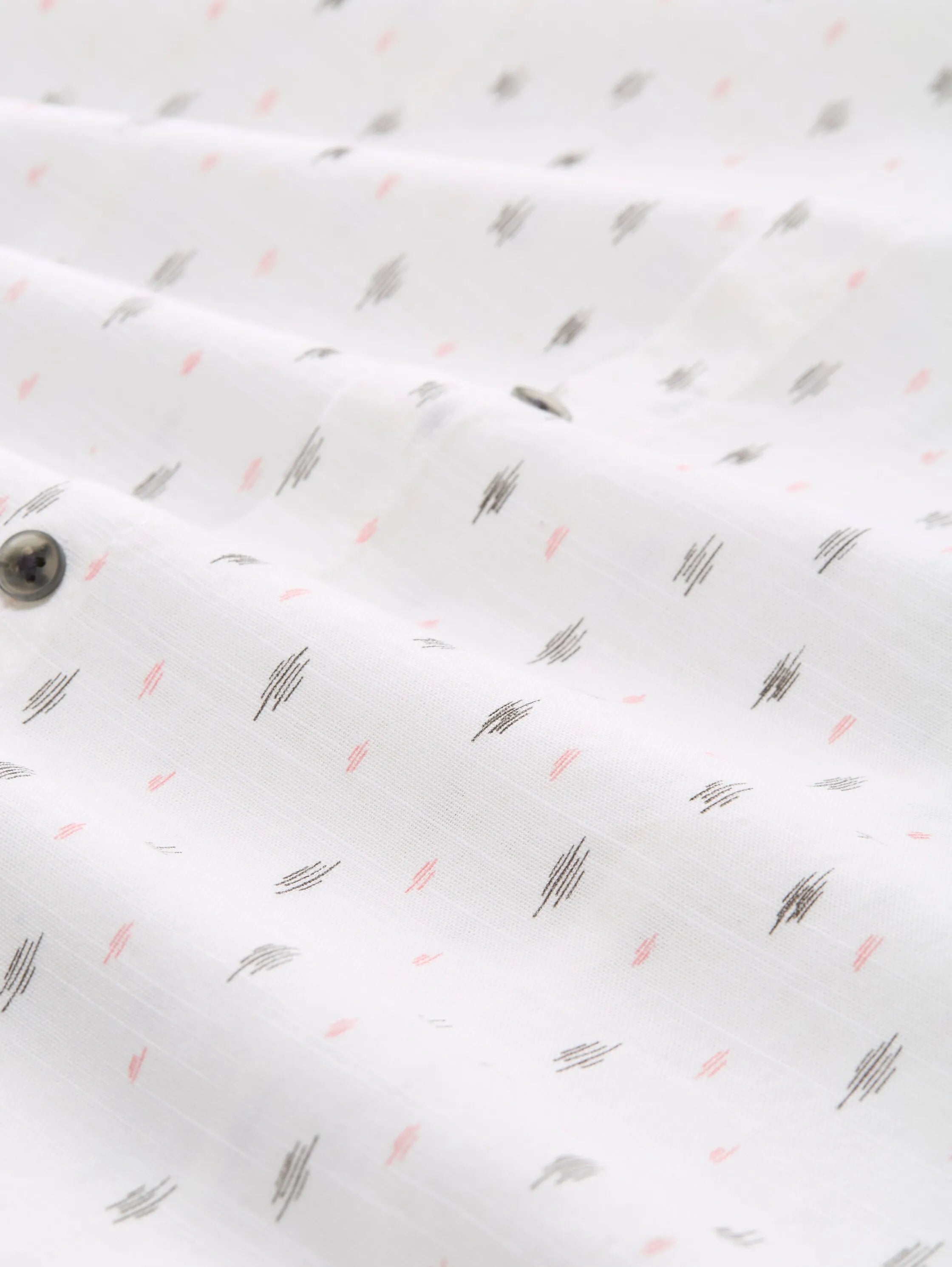 Denim Tom Tailor White Rose Grey Lines Print Men Fitted Short Sleeve Shirt SKU: 1046161_38028 Image 02
